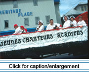 Les jeunes chauteurs acadiens, a French-language singing group from Dr. Levesque Elementary School in Frenchville, Maine, sing out at the Acadian Festival parade in Madawaska, 1995.