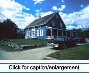 19th Century Georgian-style Acadian houses are found on both sides of the St. John River. This example, the Maison Daigle Saint-Jean, is in CLair, New Brunswick and features piËce sur piËce en colombage construction.