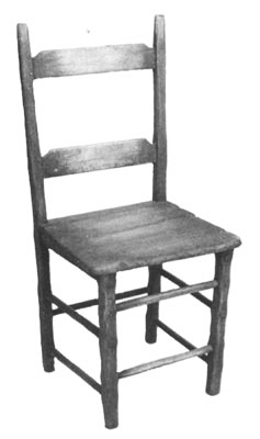 With its chamfered legs, mortise-and-tenon frame, and plank seat, this painted side chair (ca. 1860-1890) typifies traditional Valley chairs.