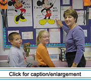 Third graders review grammar with their teacher in a French
immersion third-grade class at Madawaska Elementary School in Madawaska, Maine, 2001.