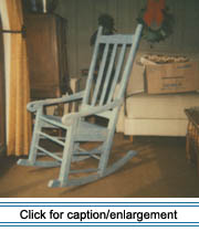 This handmade rocking chair originally belonged to Vital Hébert and his wife Léa Pelletier, who married at Ste-Luce Parish in Frenchville in 1876.